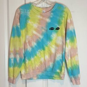 Clare V. Pastel Tie Dye Eyes Crew Sweatshirt XS